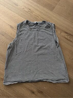 MOTHER Black and White Striped Sleeveless Tank